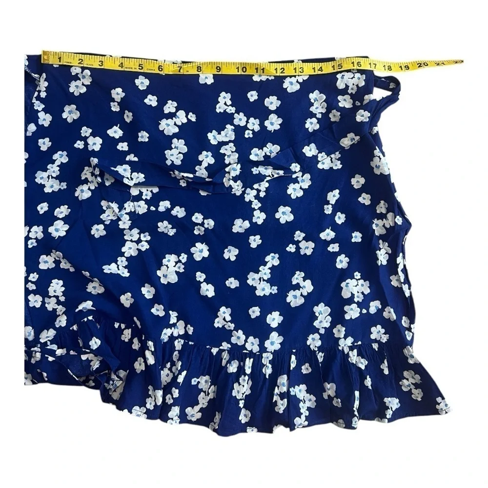COPY - Mix it Floral Blue Wrap Mini Skirt Size 12